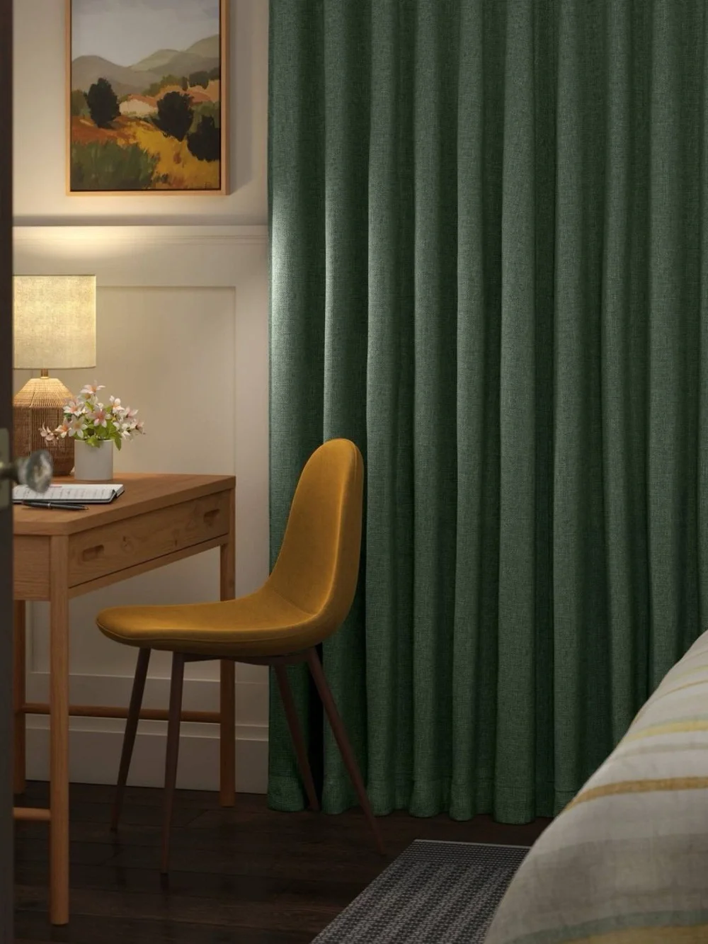 2 Threshold Moss Green Textured Blackout Curtains